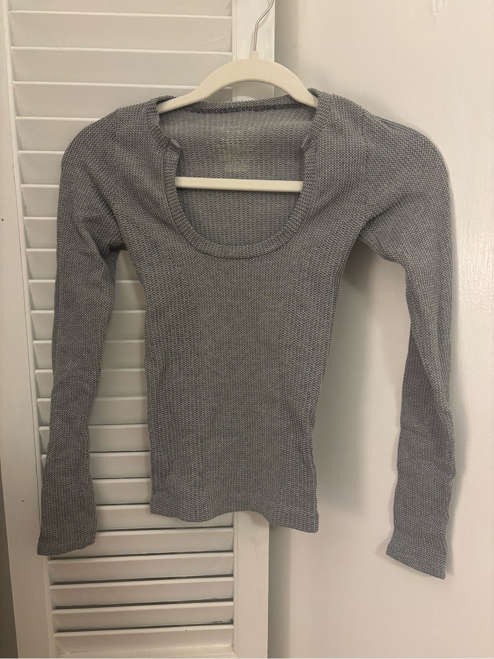 Free People Gray Knit Scoop Neck Long Sleeve Top